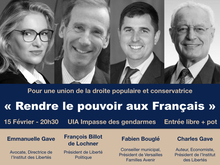 Débat public : "Rendre le pouvoir aux Français" à Versailles, le 15 février à 20h30, entrée libre